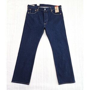 Levi's Premium 501 Jeans Men's W36 L30 Dark Blue Stretch Classic Straight NWT